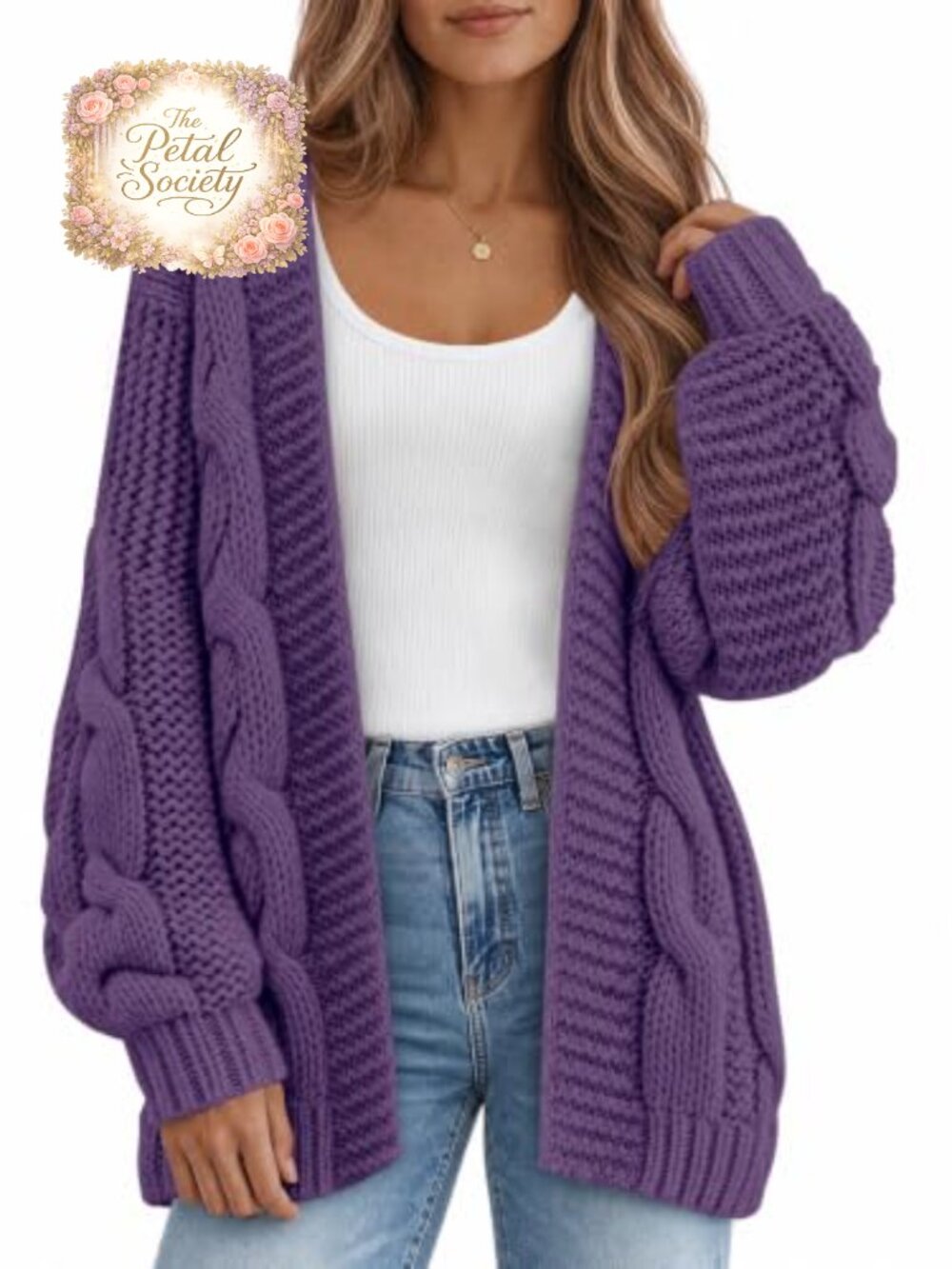 Saodimallsu Oversized Chunky Cable Knit Cardigan Open Front Long Sleeve Slouchy